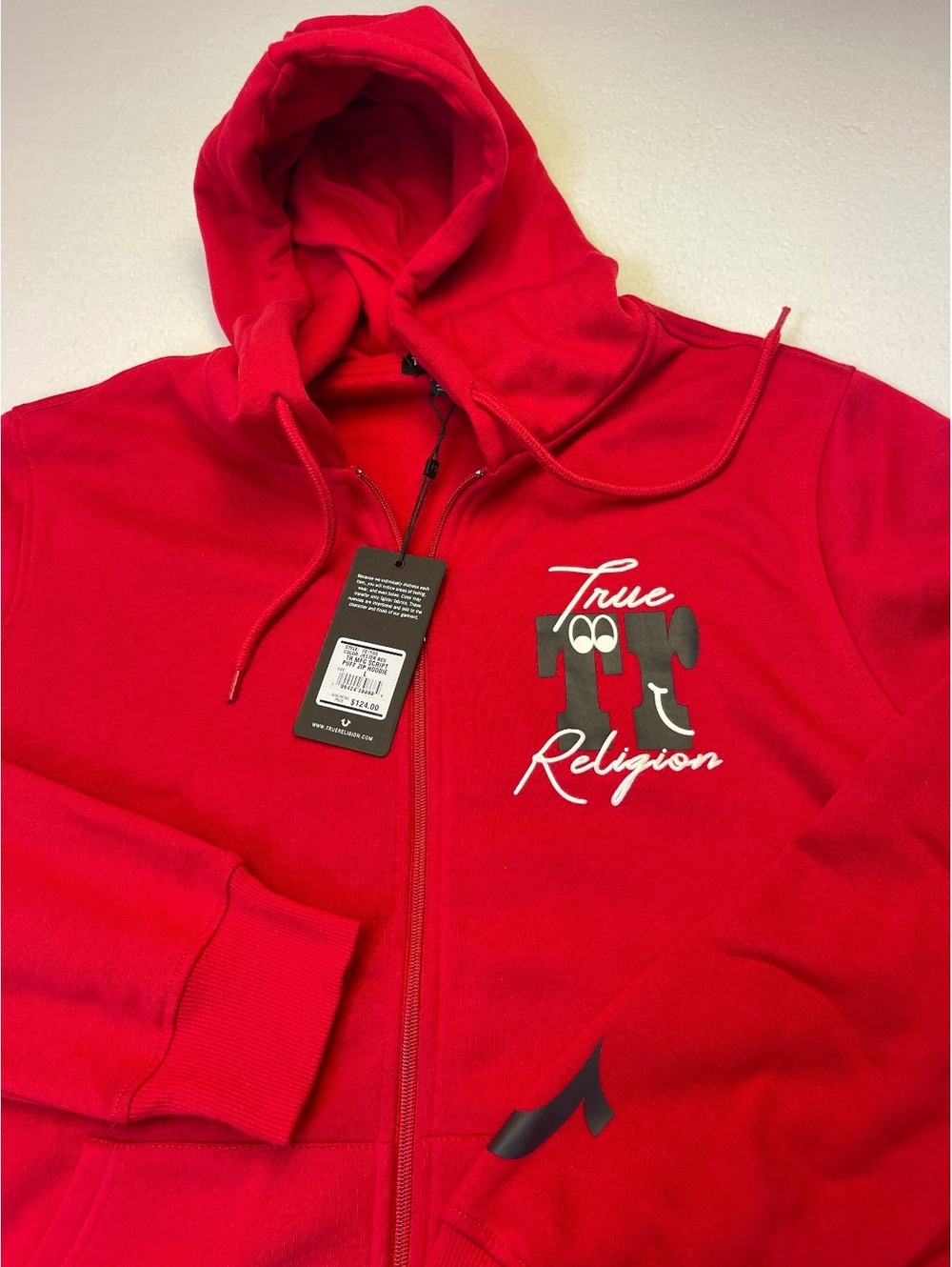 True Religion Zip Hoodie in Jester Red, Size L